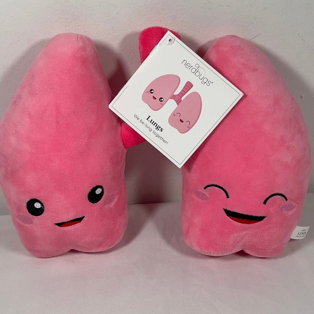 The Nerdbugs Lung Plush We Be-Lung Together Pink Novelty Nurses Med Students Dr